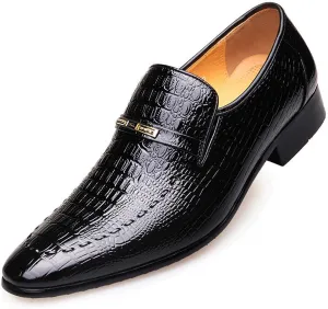 Crocodile Print Men's Oxfords Pumps Pointed Toe Flat Business Loafers Casual Leather Non-Slip Moccasins Comfort Soft Sole Prints Leather Shoes