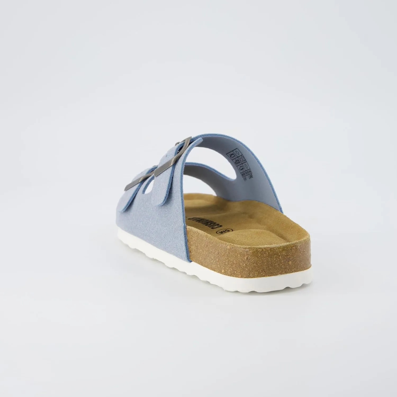CUSHIONAIRE Lane Cork Footbed Sandals for Women – Comfortable Double Buckle Slip-On with Genuine Suede Footbed & Arch Support Slides for Women Footwear