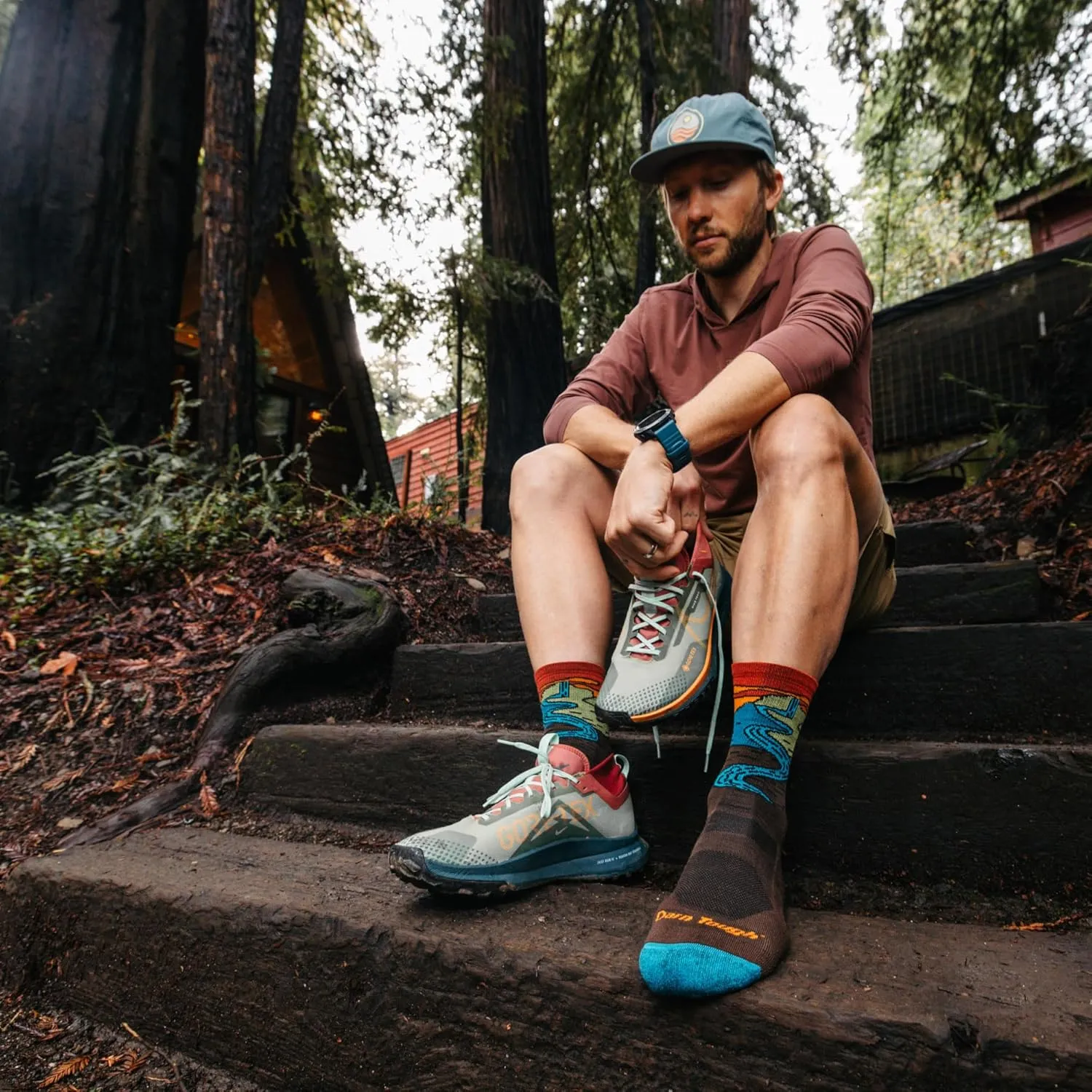 Darn Tough Vermont Men's Micro-Crew Hiking Socks, Chasing Waterfalls - Lightweight Cushioned Crew Socks for Men, Style 5020
