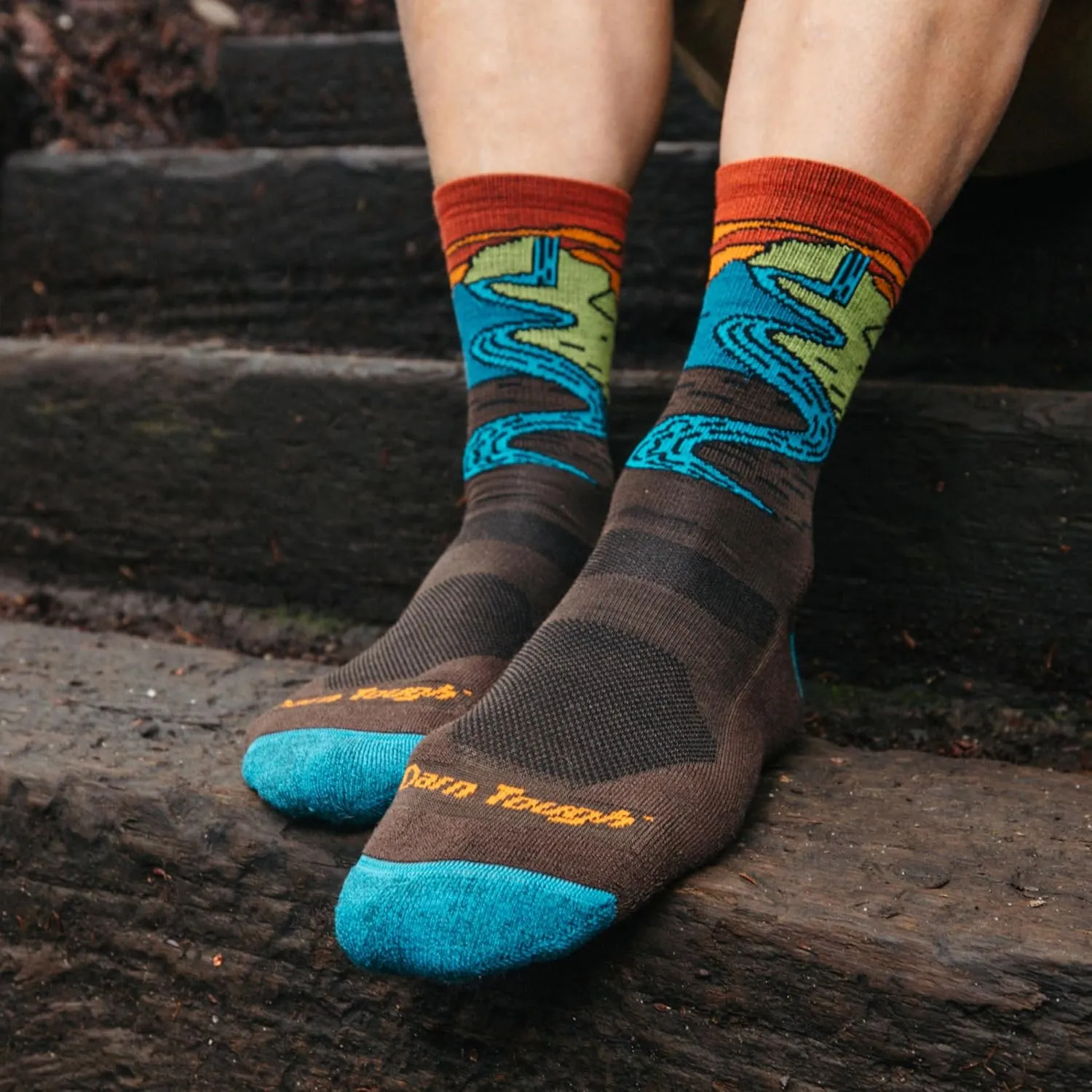 Darn Tough Vermont Men's Micro-Crew Hiking Socks, Chasing Waterfalls - Lightweight Cushioned Crew Socks for Men, Style 5020