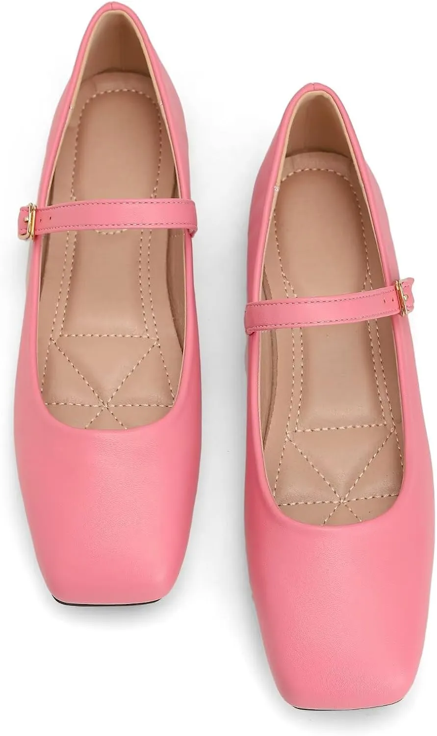 Dear Time Mary Jane Flats for Women Elegant Ballet Flats Strap Shoes Dressy Square Toe Flats Shoes