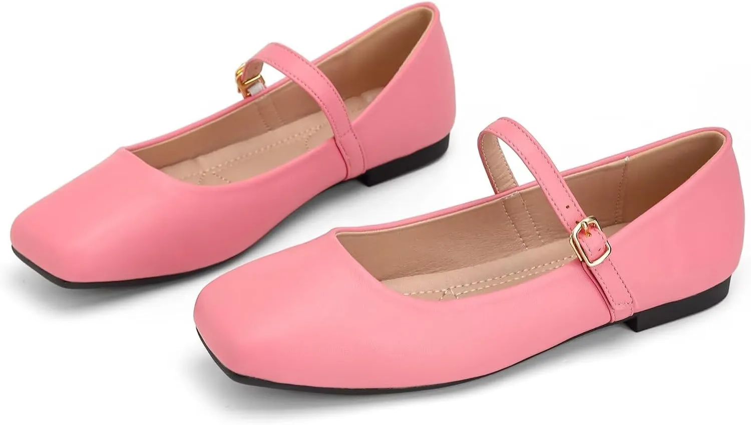 Dear Time Mary Jane Flats for Women Elegant Ballet Flats Strap Shoes Dressy Square Toe Flats Shoes