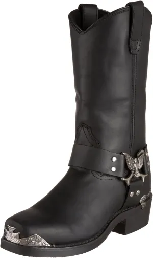 Dingo Mens Chopper Pull On Square Toe Motorcycle Casual Boots Mid Calf - Black - Size 9 2E_M