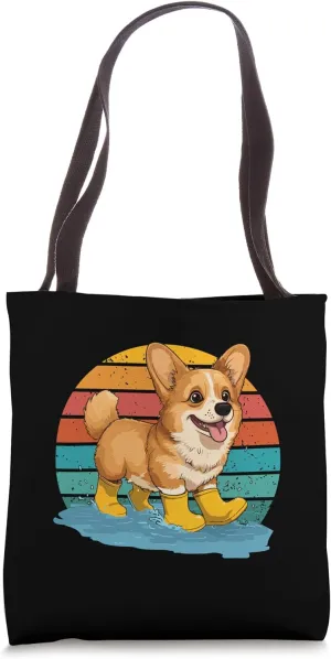 Dog Corgi Dog Lover Wellington Boots Funny Tote Bag