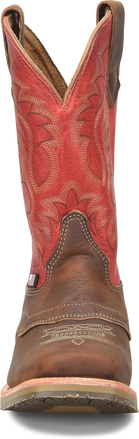 DOUBLE-H Mens 11" Soft Toe Square Toe Roper Western-Boot, Premium Leather, Comfortable Cowboy Boots for All-Day Wear