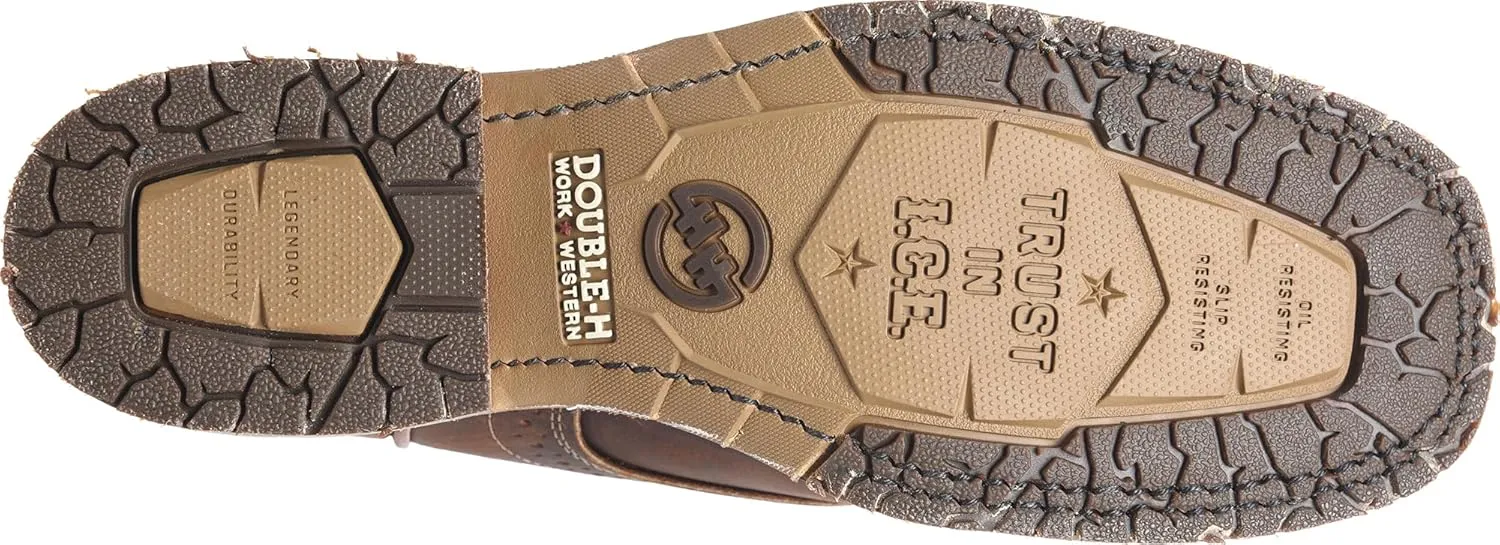 DOUBLE-H Mens 11" Soft Toe Square Toe Roper Western-Boot, Premium Leather, Comfortable Cowboy Boots for All-Day Wear