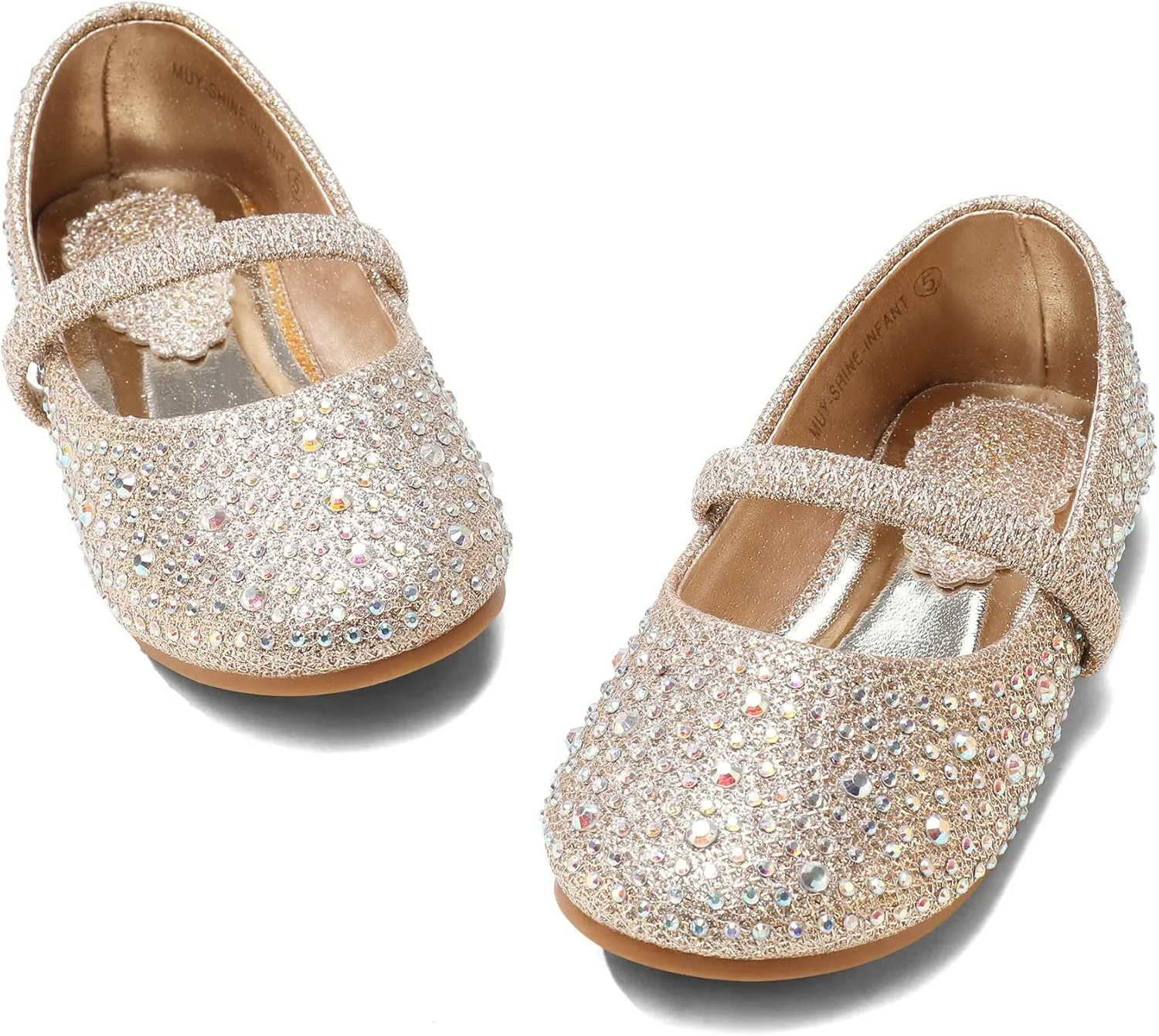 DREAM PAIRS Toddler Girls Dress Shoes Mary Jane Ballet Flats, Flower Girl Shoes with Rhinestone, Slip-on Toddler Mary Jane Flats