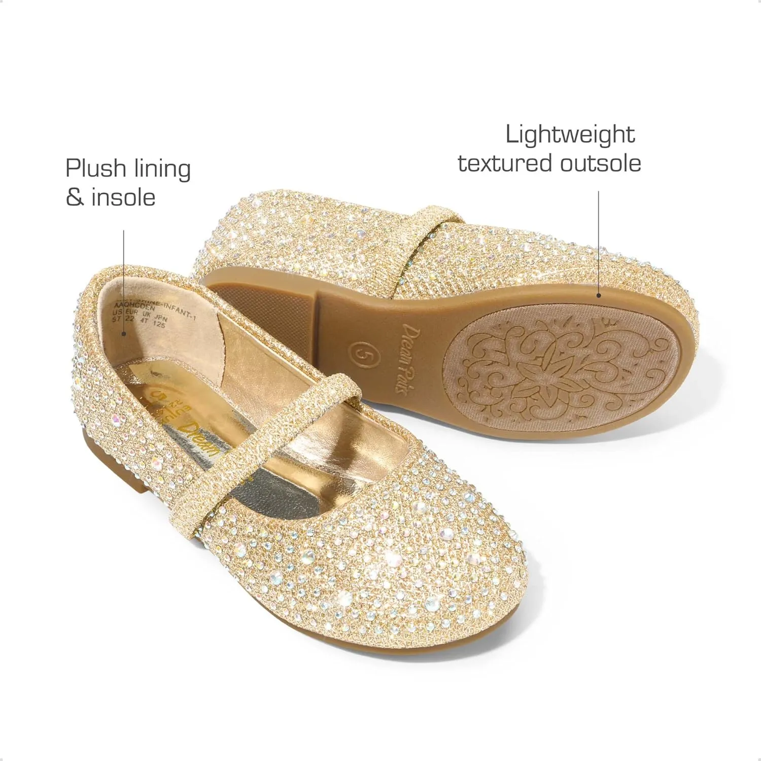 DREAM PAIRS Toddler Girls Dress Shoes Mary Jane Ballet Flats, Flower Girl Shoes with Rhinestone, Slip-on Toddler Mary Jane Flats