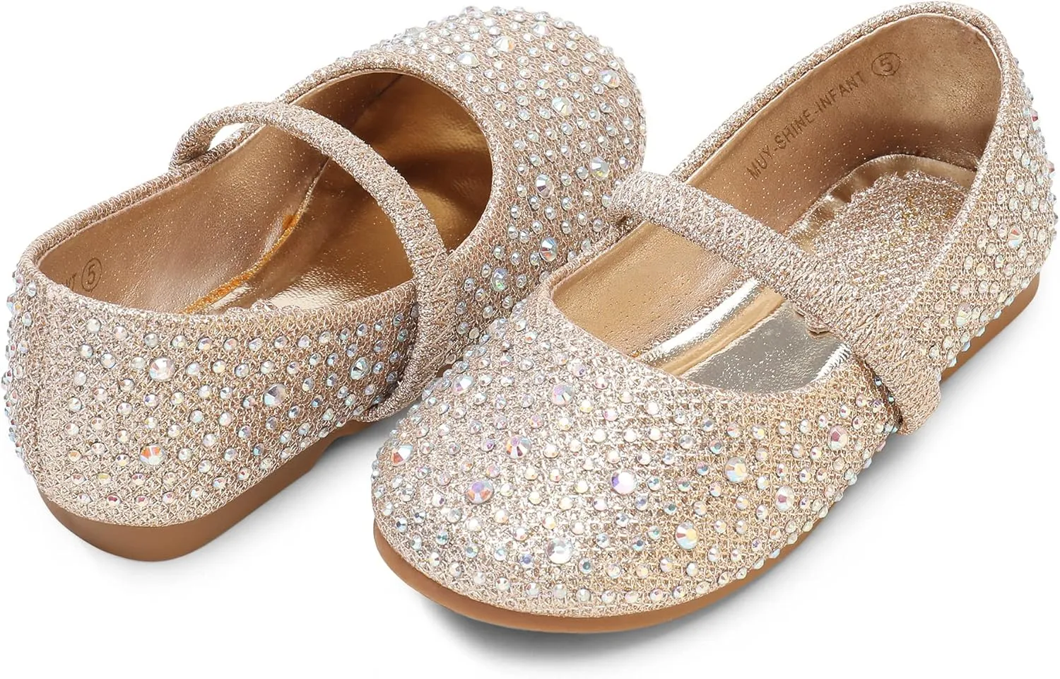 DREAM PAIRS Toddler Girls Dress Shoes Mary Jane Ballet Flats, Flower Girl Shoes with Rhinestone, Slip-on Toddler Mary Jane Flats