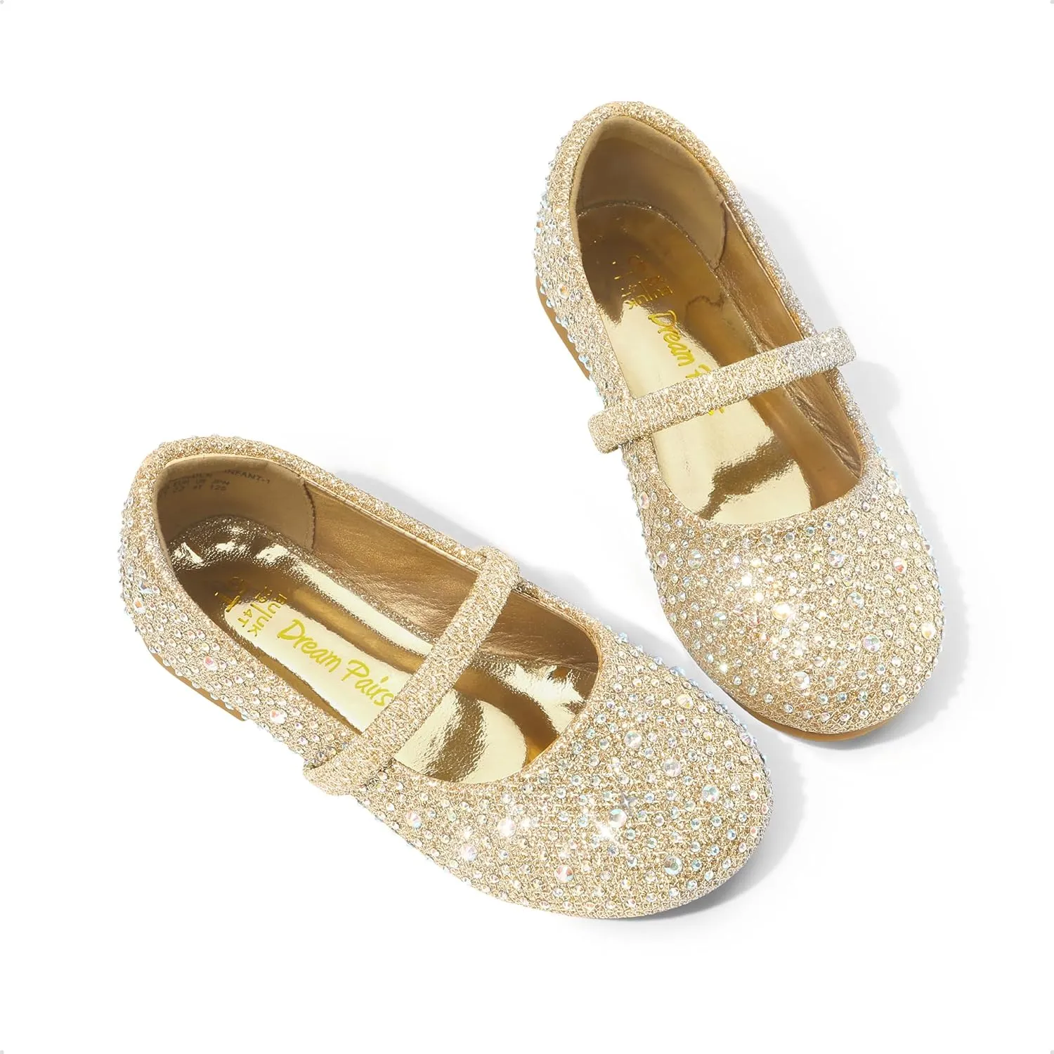 DREAM PAIRS Toddler Girls Dress Shoes Mary Jane Ballet Flats, Flower Girl Shoes with Rhinestone, Slip-on Toddler Mary Jane Flats