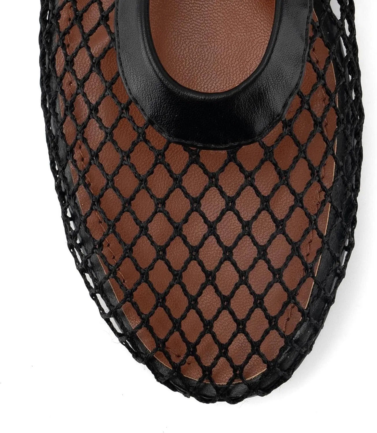 DREAMCIA Mesh Ballet Flats for Women Buckle Strap Ballerina Fishnet Shoes Slip-on Round Toe Jewel Mary Jane Flats Comfy Daily Dress Shoes