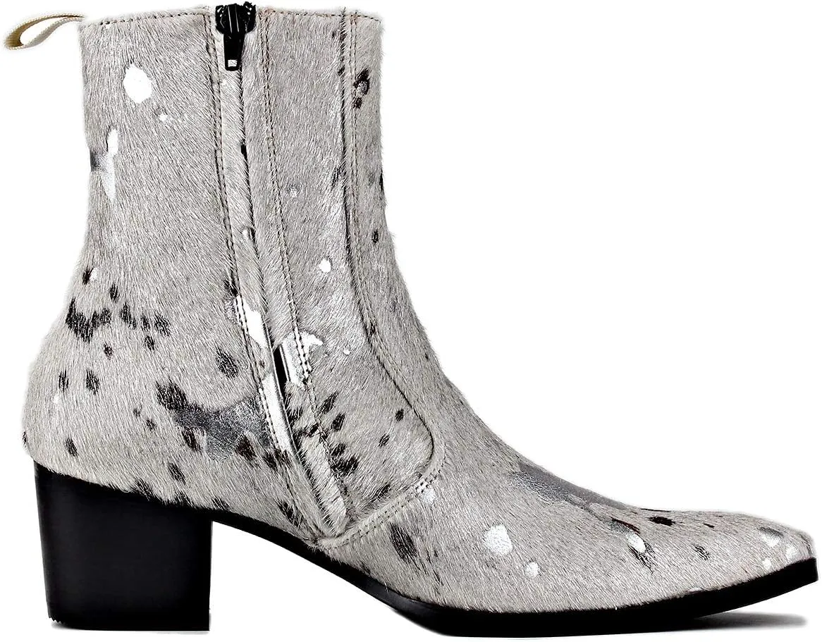 Dress Boot for Men Casual Chelsea Fashion Stylish Ankle High Heels Boots Leopard print CD-JY012-Color