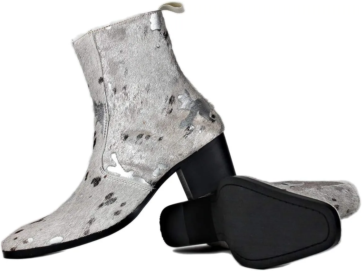 Dress Boot for Men Casual Chelsea Fashion Stylish Ankle High Heels Boots Leopard print CD-JY012-Color