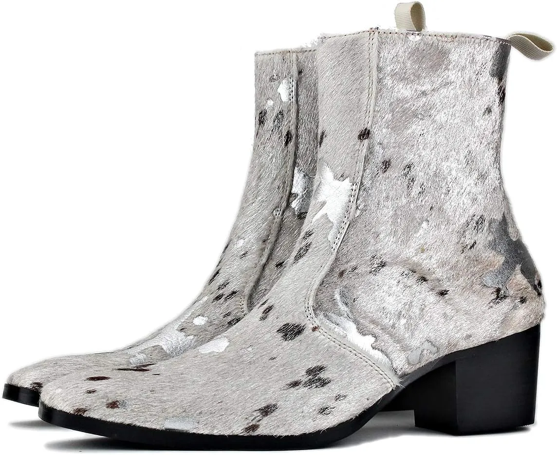 Dress Boot for Men Casual Chelsea Fashion Stylish Ankle High Heels Boots Leopard print CD-JY012-Color