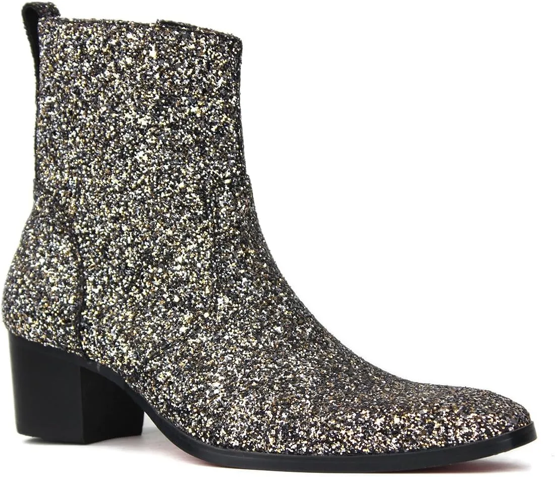 Dress Boot for Men Glitter Chelsea Designer Boots Casual shoes Side Zipper Ankle Boots