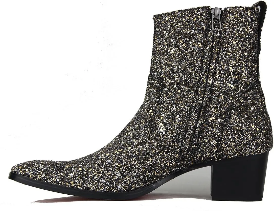 Dress Boot for Men Glitter Chelsea Designer Boots Casual shoes Side Zipper Ankle Boots