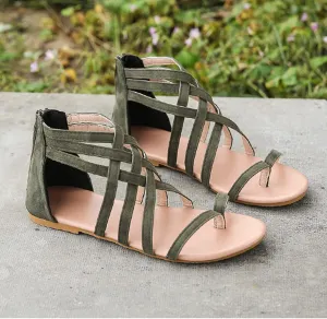 Dressy Flat Sandals for Women Criss Cross Flip Flops Anti-Slip Gladiator Solid Color Beach Falt Strappy Chic Lace Up Casual Vacation Summer Open Toe Black Back Ankle Strap Walking Shoes