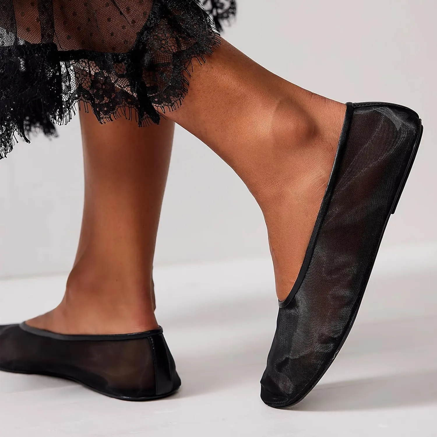 Dsevht Mesh Ballet Flats Shoes for Women Slip On Ballerina Shoes Round Toe Comfortable Casual Work Dress Flats Shoes
