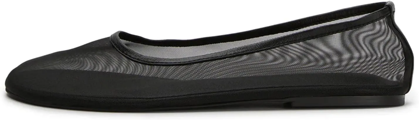 Dsevht Mesh Ballet Flats Shoes for Women Slip On Ballerina Shoes Round Toe Comfortable Casual Work Dress Flats Shoes