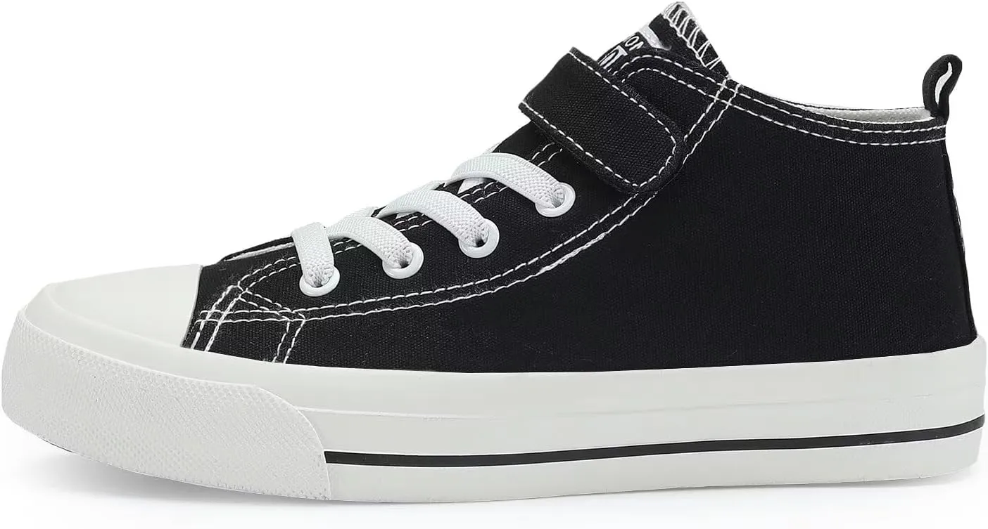 DSWED Toddler Little Kid Sneakers Boys and Girls Canvas Shoes High Top Casual Lightweight Classic Adjustable Strap Sneakers