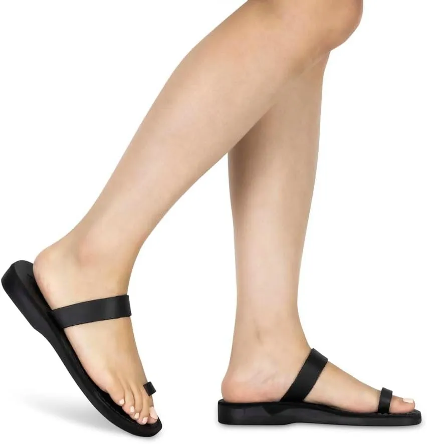 Eden - Leather Toe Ring Minimalist Sandal - Womens Sandals