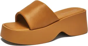 EETTARO Women's Platform Sandals Square Toe Block Heel Slip-on Slides Fashion Wedge Summer Shoes