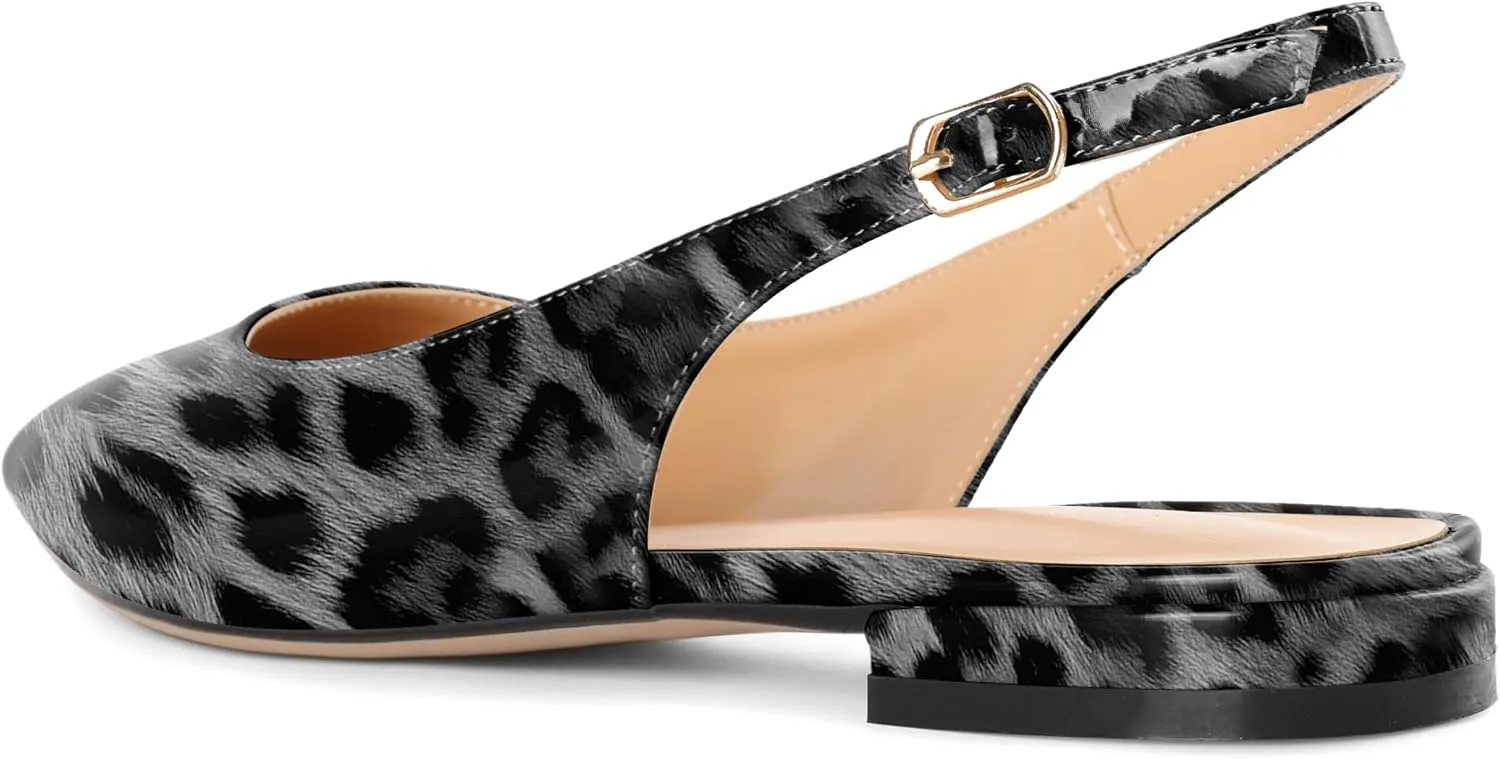 Eldof Women Low Heels Pointed Closed Toe Slingback Flats Ankle Straps Pumps Classic Dressy Elegant Shoes 1 Inch