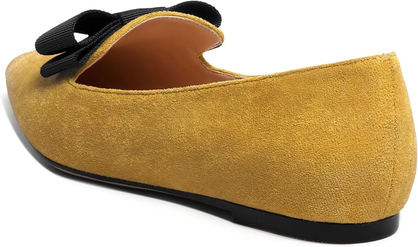 Eldof Women's Loafer Flat Pointed Toe Bow Tie Ballet Slip on Comfortable Dress Work Shoes
