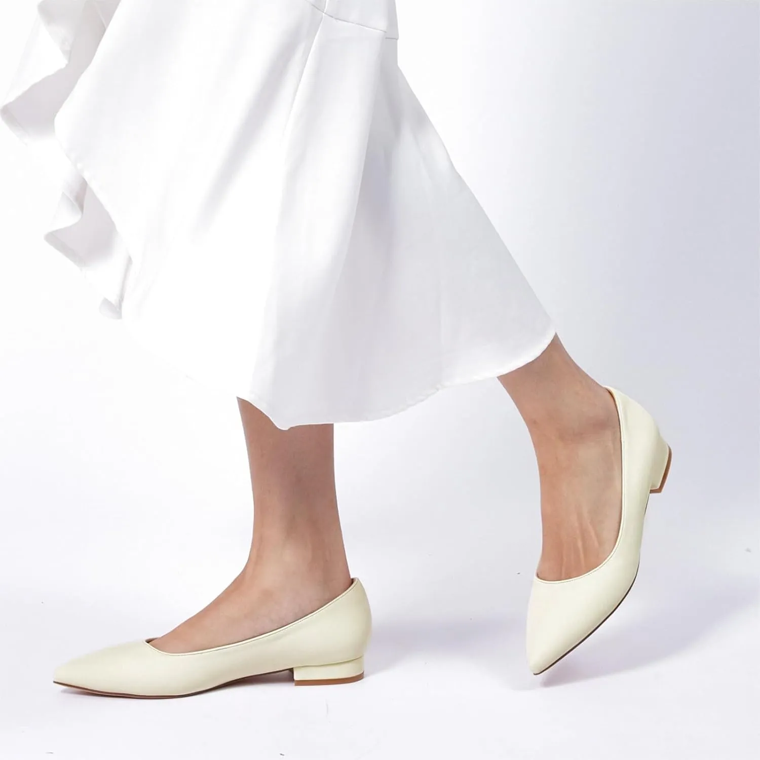 Elisabet Tang Women's Flats Shoes Pointed Toe Casual Chunky Flats Slip on Comfortable Dress Flats Shoes for Lady