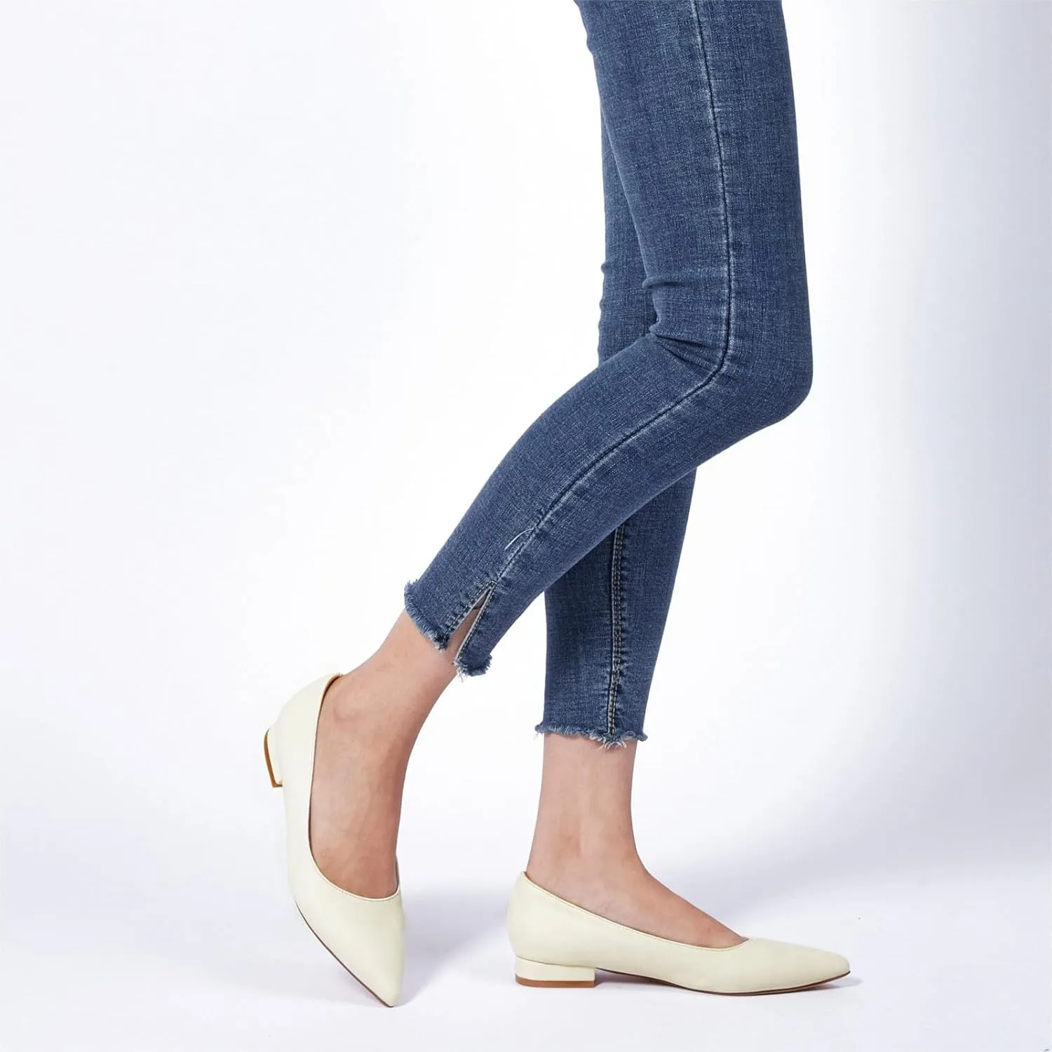 Elisabet Tang Women's Flats Shoes Pointed Toe Casual Chunky Flats Slip on Comfortable Dress Flats Shoes for Lady
