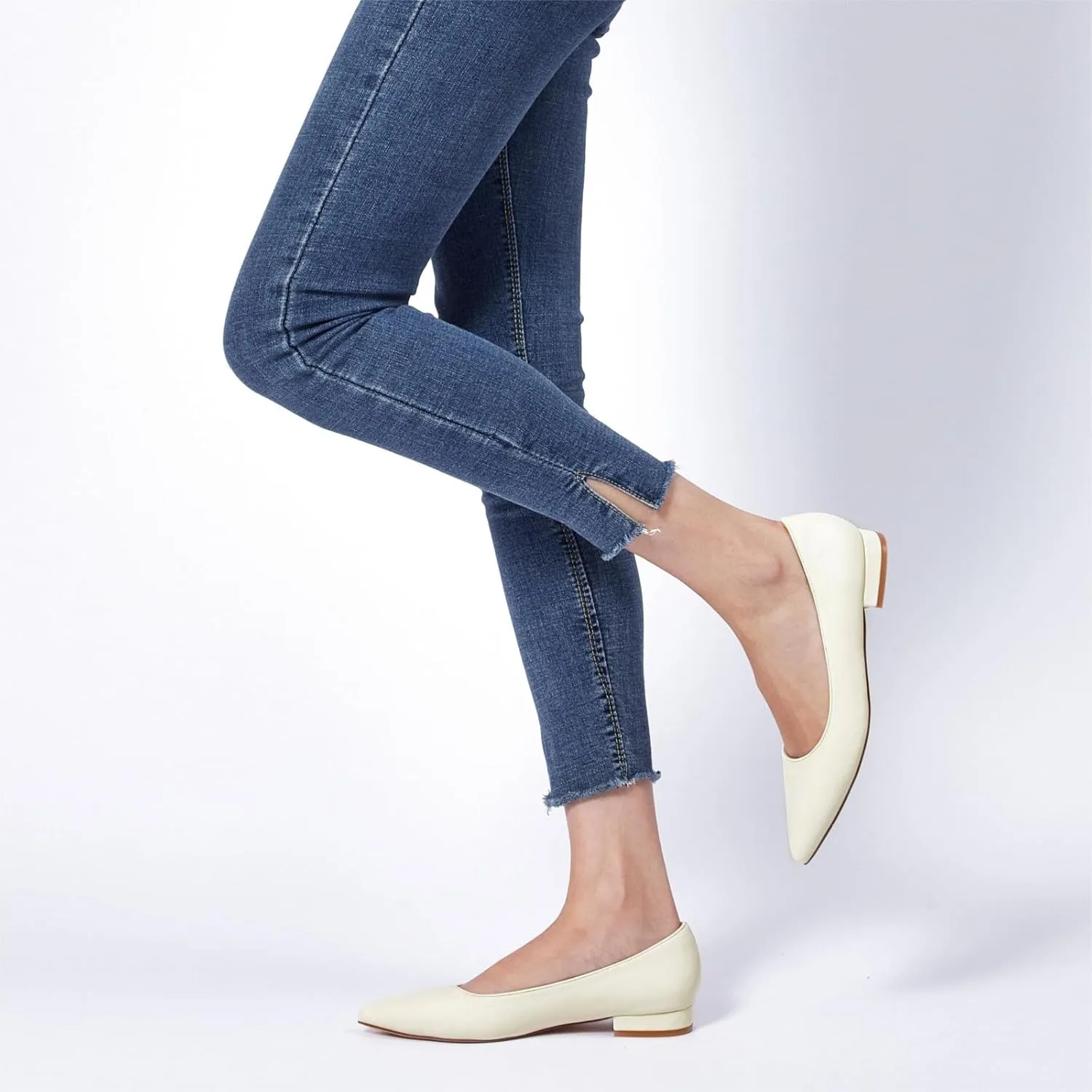 Elisabet Tang Women's Flats Shoes Pointed Toe Casual Chunky Flats Slip on Comfortable Dress Flats Shoes for Lady