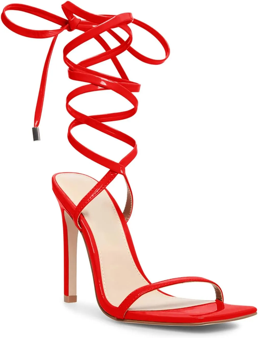 Ermonn Womens Strappy Lace Up Square Open Toe Stiletto Heeled Sandals High HeeIs Criss-Cross Summer Dress Wedding
