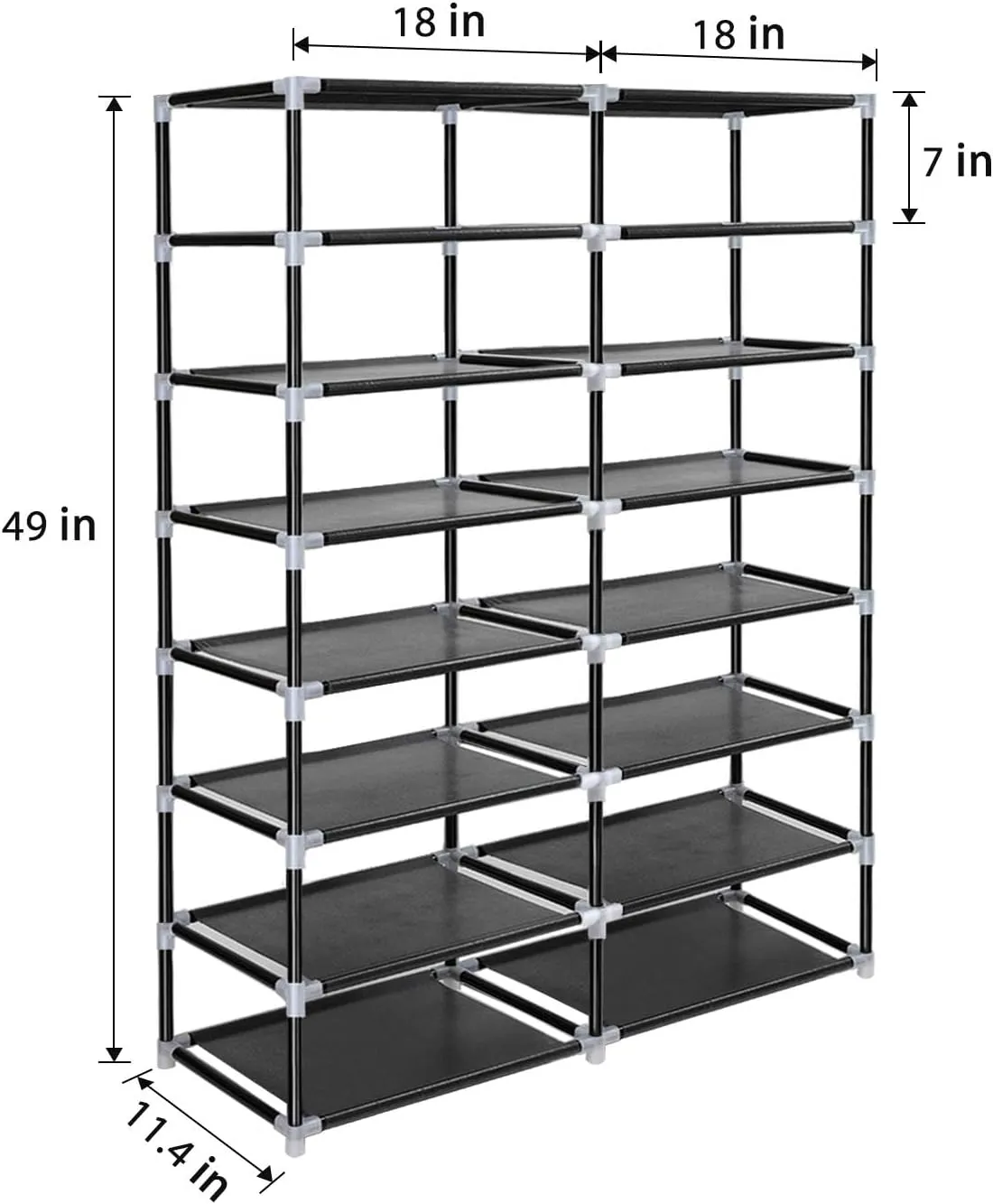 ERONE Shoe Rack Storage Organize, 28 Pairs Portable Double Row with Nonwoven Fabric Cover Shoe Shelf Cabinet for Closet