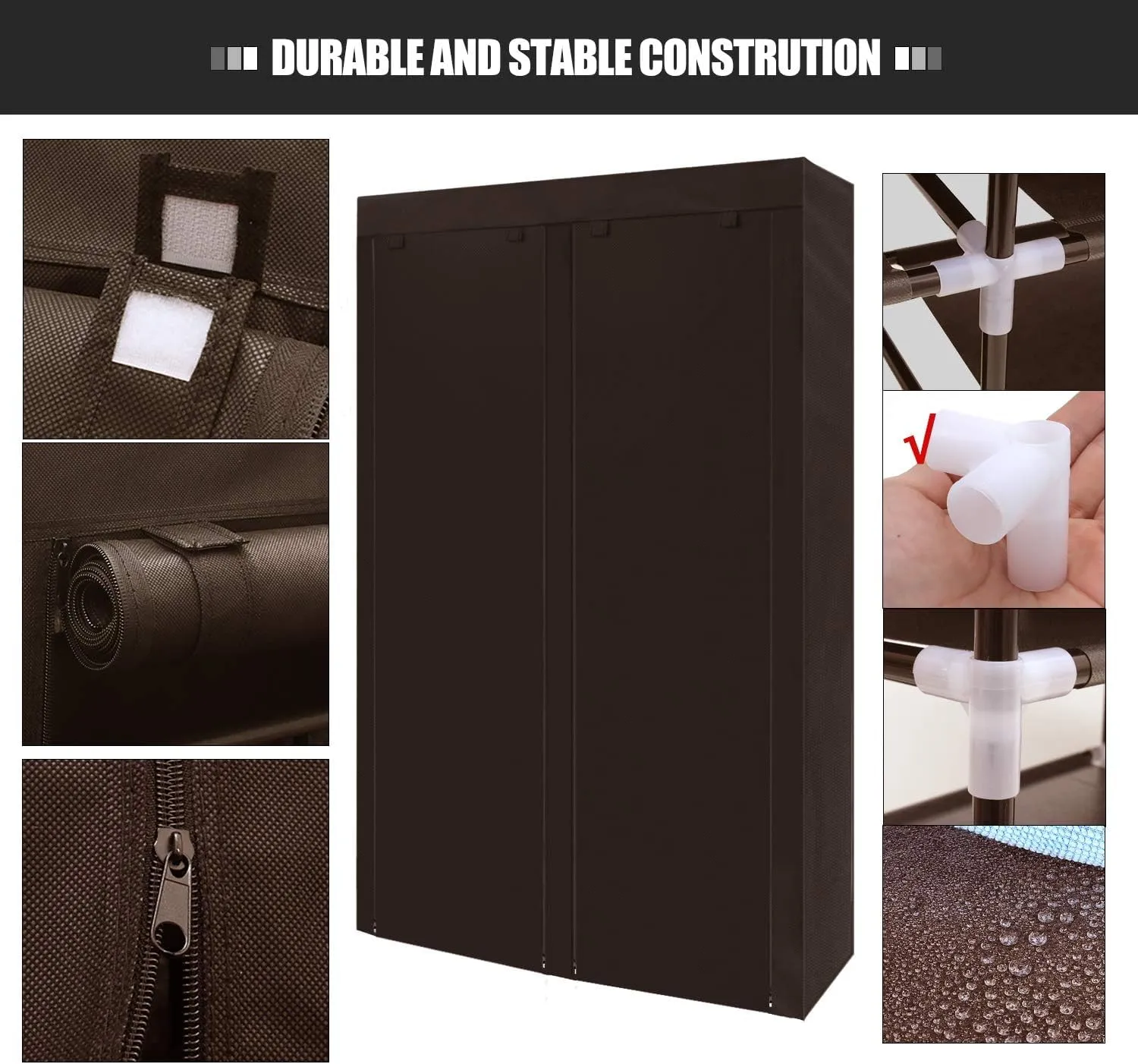 ERONE Shoe Rack Storage Organize, 28 Pairs Portable Double Row with Nonwoven Fabric Cover Shoe Shelf Cabinet for Closet