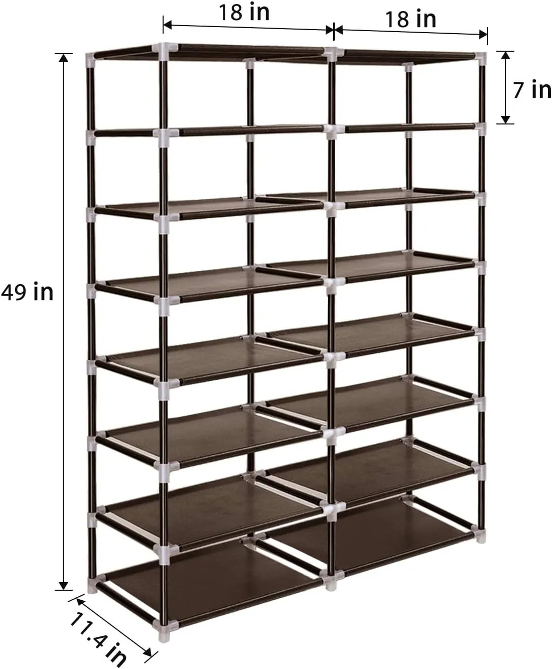 ERONE Shoe Rack Storage Organize, 28 Pairs Portable Double Row with Nonwoven Fabric Cover Shoe Shelf Cabinet for Closet