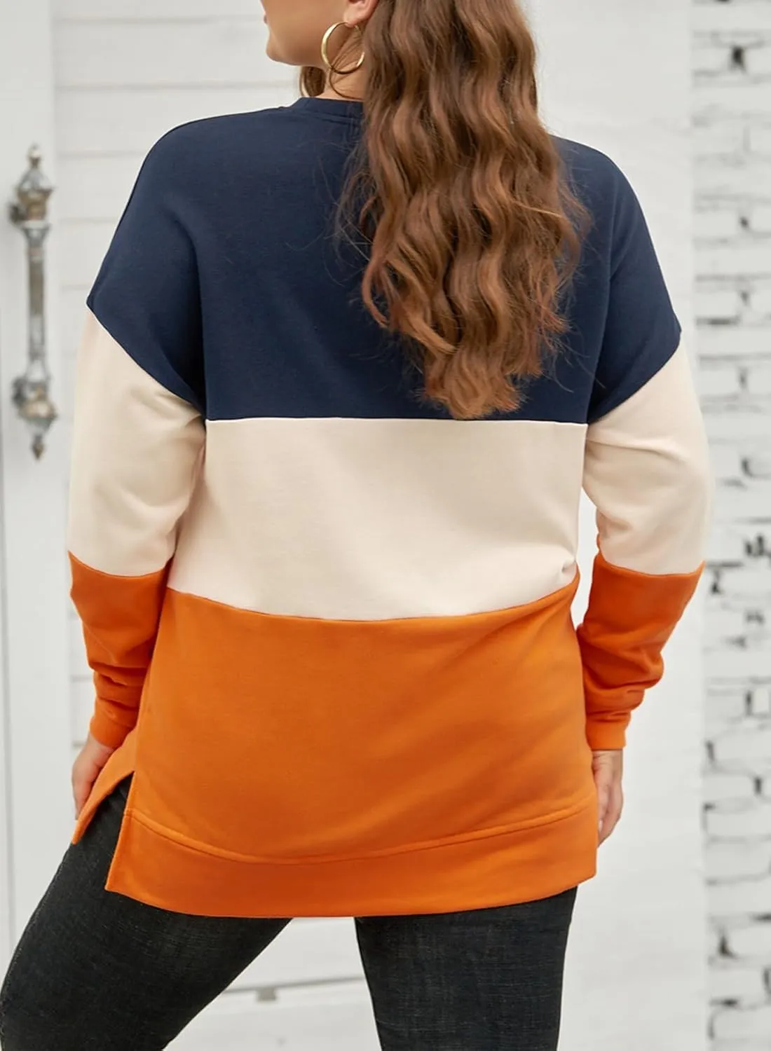 Eytino Women Plus Size Sweatshirts Long Sleeve Crew Neck Casual Oversized Soft Pullover Tops Shirts(1X-5X)