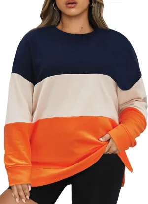 Eytino Women Plus Size Sweatshirts Long Sleeve Crew Neck Casual Oversized Soft Pullover Tops Shirts(1X-5X)
