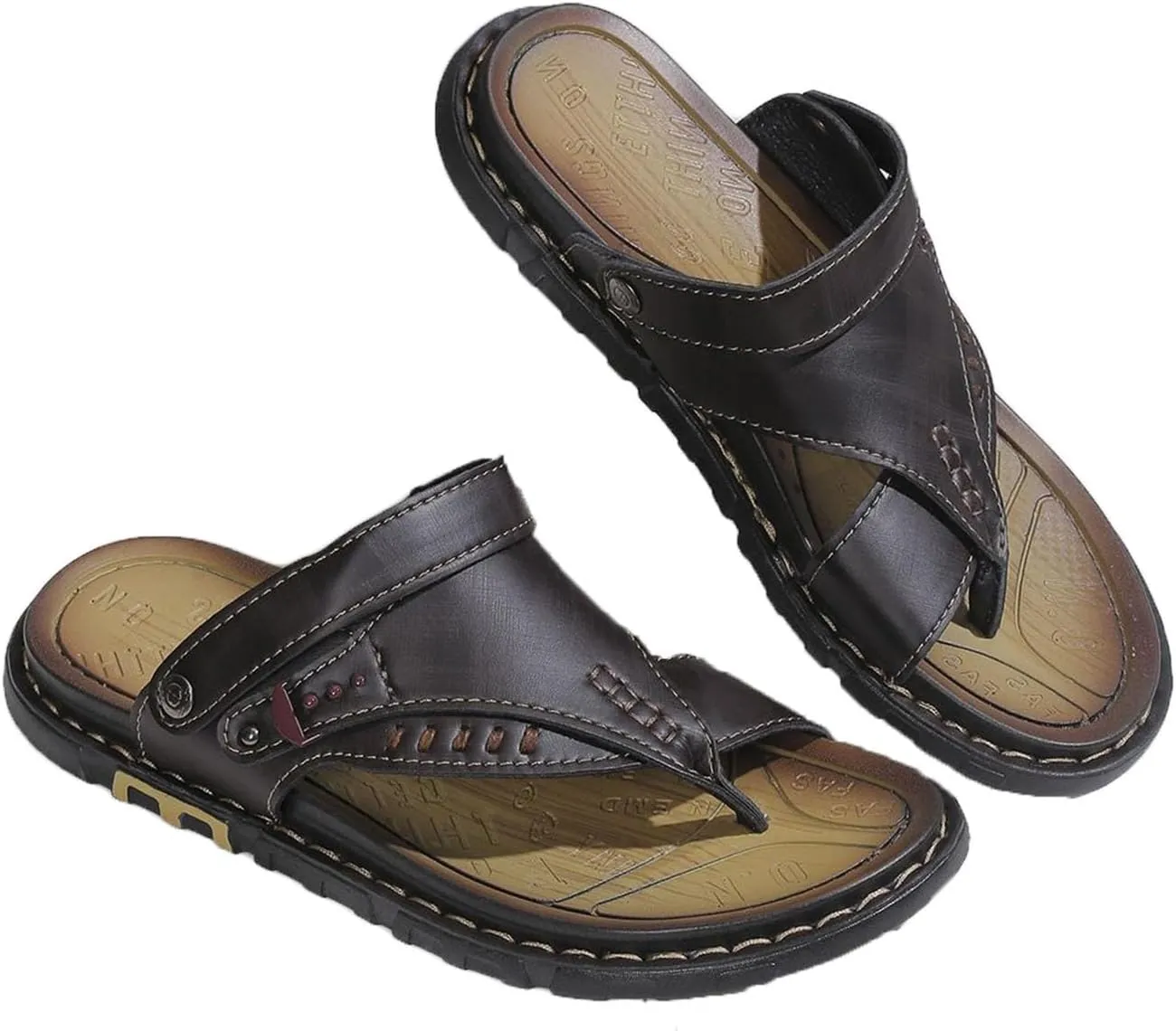 Fashion Split Toe Bunion Corrector Sandals Men, Non-Slip Orthotic Leather Men's Sandals Bunion Relief