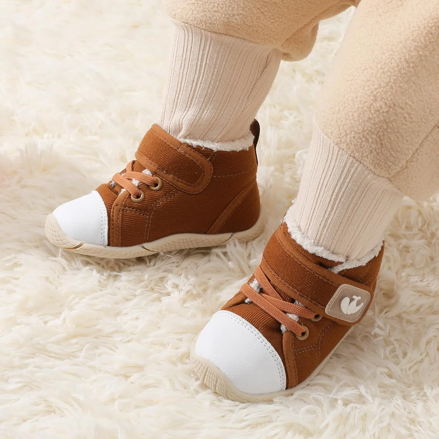 FEETCITY Baby Boots Boys Girls Infant Slippers Cozy Fleece Boots First Walking Shoes Warm Socks Newborn Crib Shoes