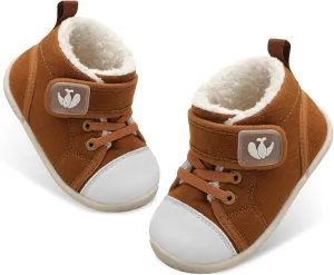 FEETCITY Baby Boots Boys Girls Infant Slippers Cozy Fleece Boots First Walking Shoes Warm Socks Newborn Crib Shoes