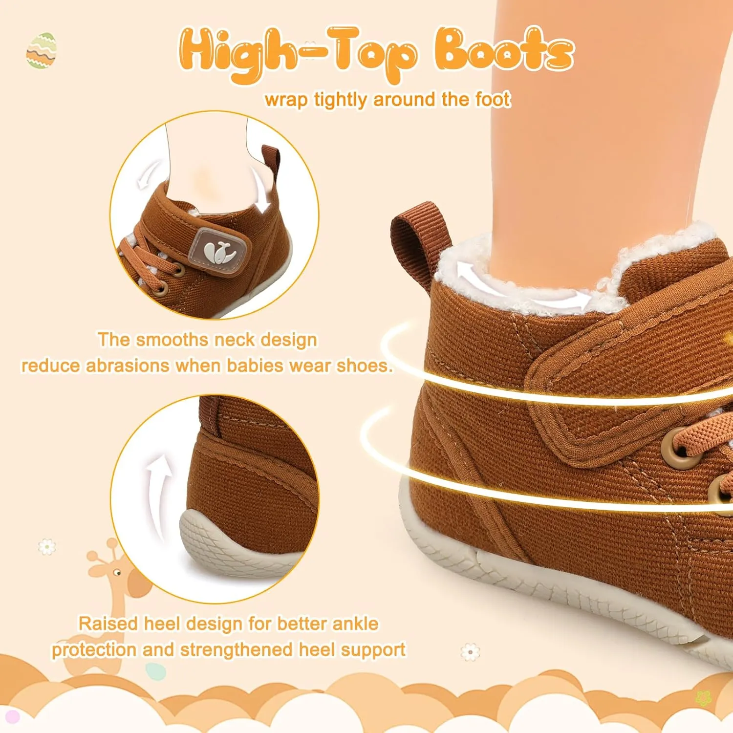 FEETCITY Baby Boots Boys Girls Infant Slippers Cozy Fleece Boots First Walking Shoes Warm Socks Newborn Crib Shoes