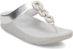 FitFlop Women's Fino Crystal-Chain Leather Toe-Post Sandals Wedge