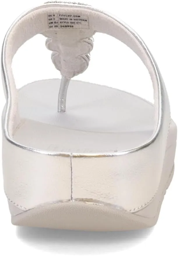 FitFlop Women's Fino Crystal-Chain Leather Toe-Post Sandals Wedge