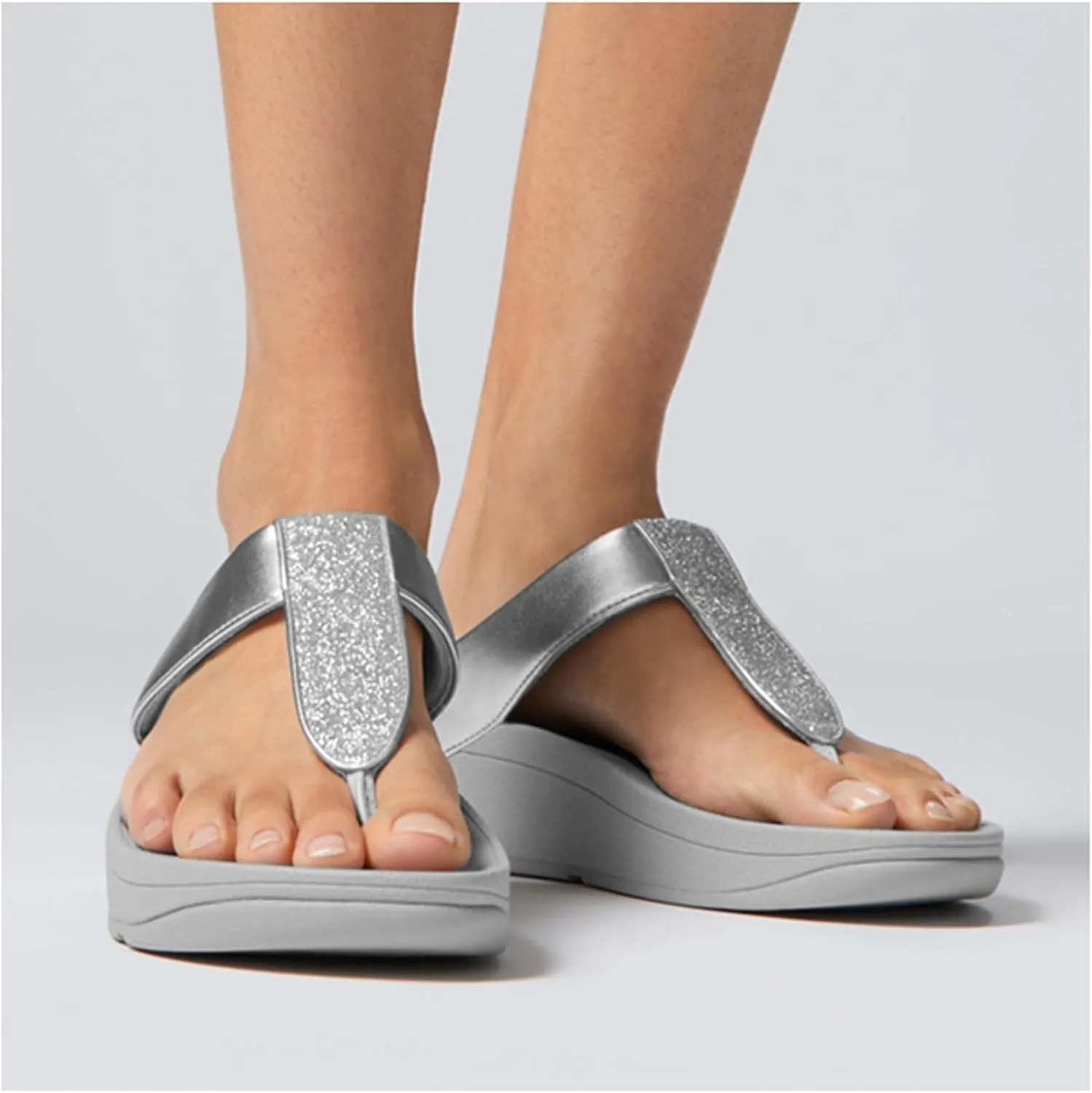 Fitflop Women's Fino Glitterdust Metallic Toe-Post Sandals