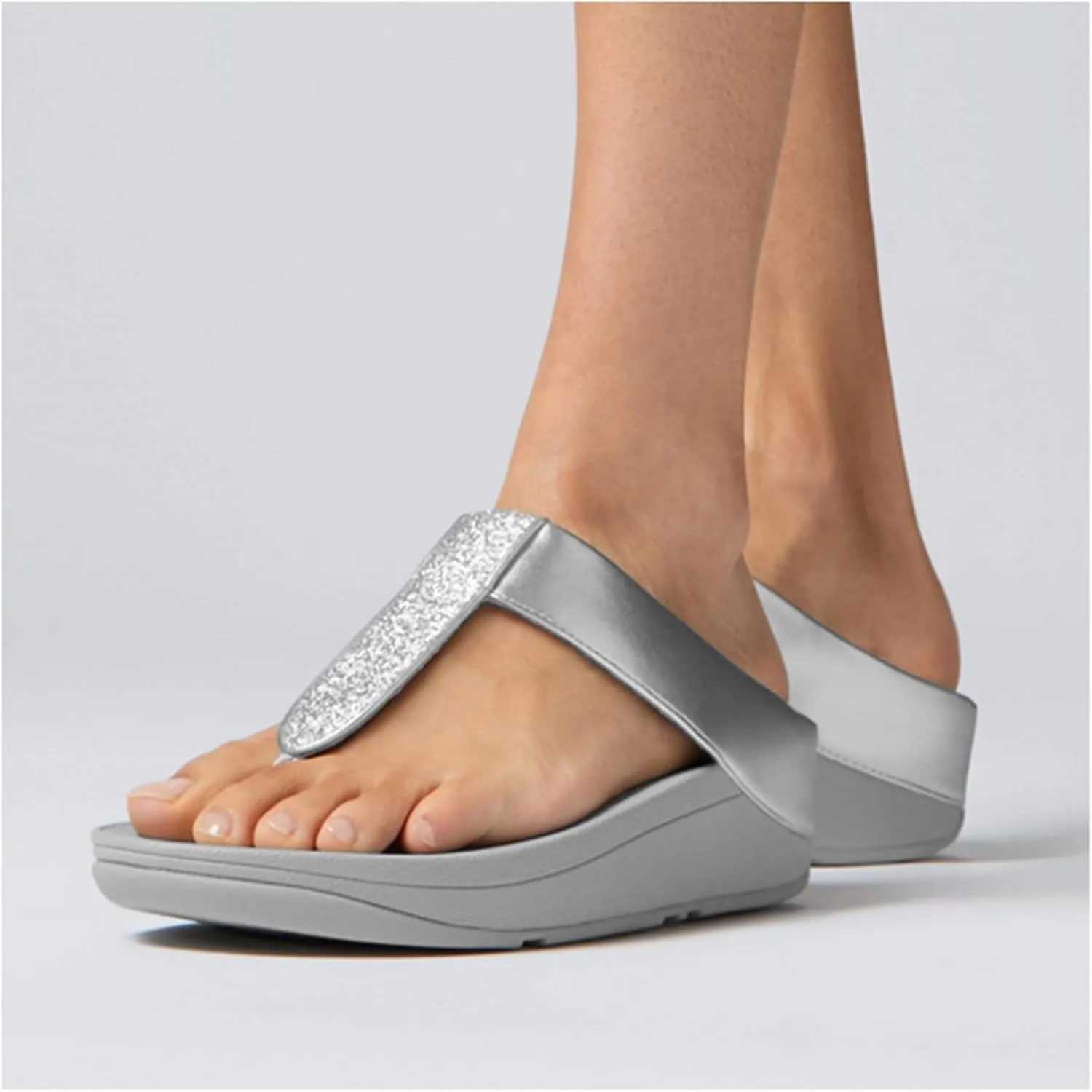 Fitflop Women's Fino Glitterdust Metallic Toe-Post Sandals