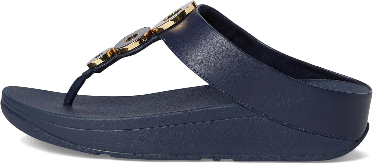 FitFlop Women's Fino Resin-Hoop Leather Toe-Post Sandals Wedge