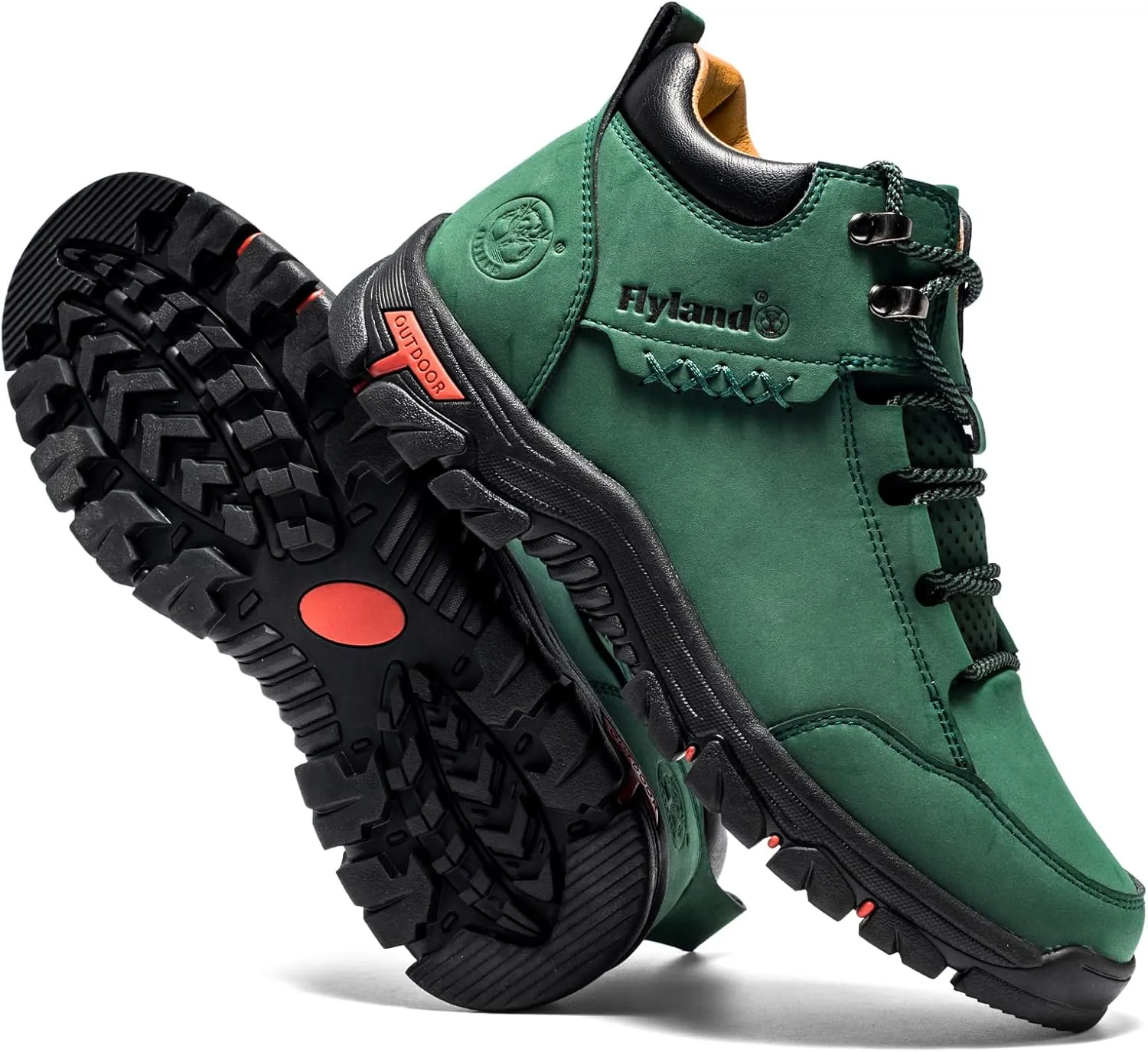 FLYLAND Men's Casual Leather Shoes Chukka Ankle Boots Handmade Fashion Shoes Non Slip Breathable Comfortable Mid Top for Driving Walking Outdoor