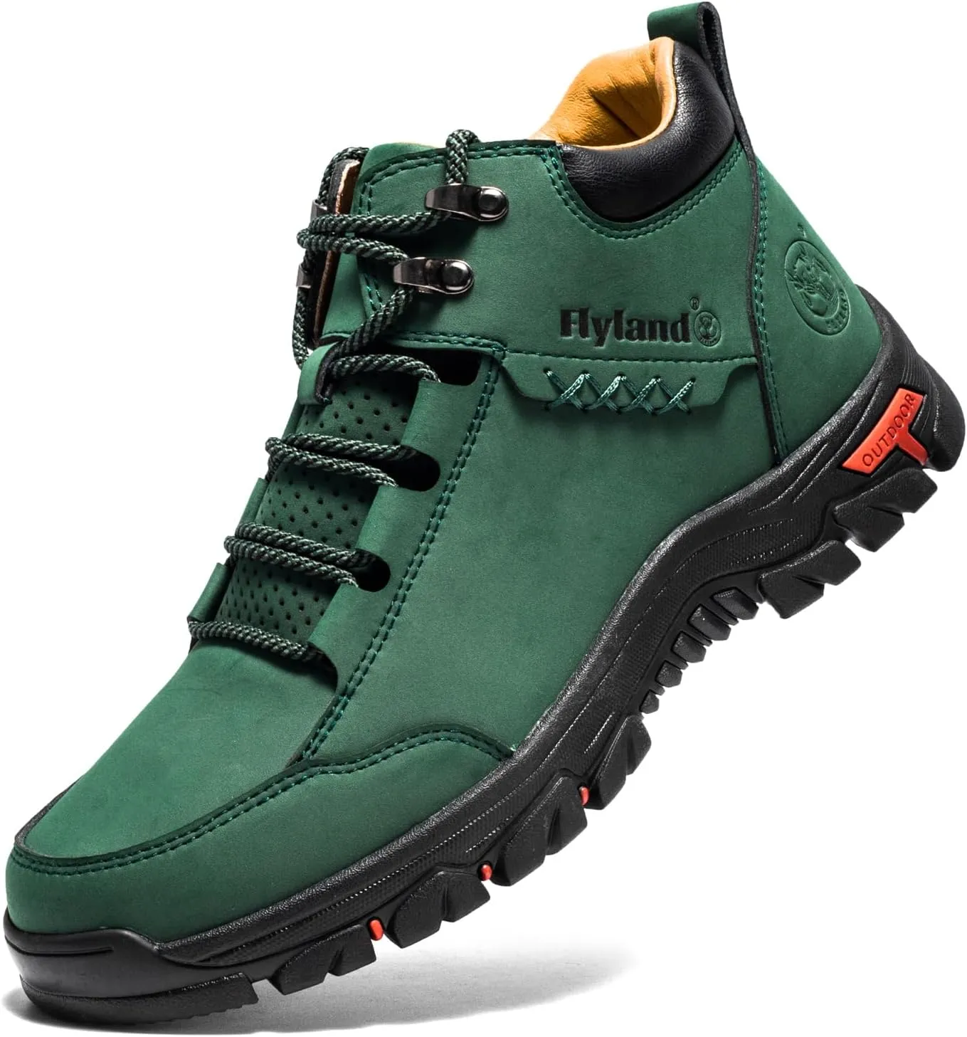 FLYLAND Men's Casual Leather Shoes Chukka Ankle Boots Handmade Fashion Shoes Non Slip Breathable Comfortable Mid Top for Driving Walking Outdoor