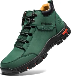 FLYLAND Men's Casual Leather Shoes Chukka Ankle Boots Handmade Fashion Shoes Non Slip Breathable Comfortable Mid Top for Driving Walking Outdoor