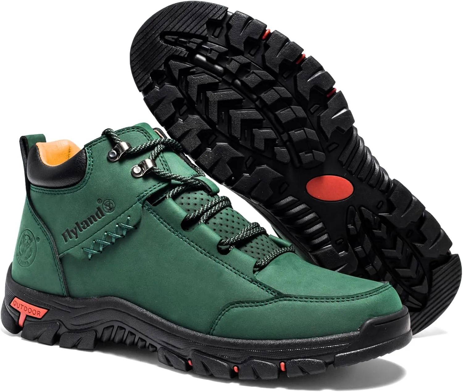 FLYLAND Men's Casual Leather Shoes Chukka Ankle Boots Handmade Fashion Shoes Non Slip Breathable Comfortable Mid Top for Driving Walking Outdoor